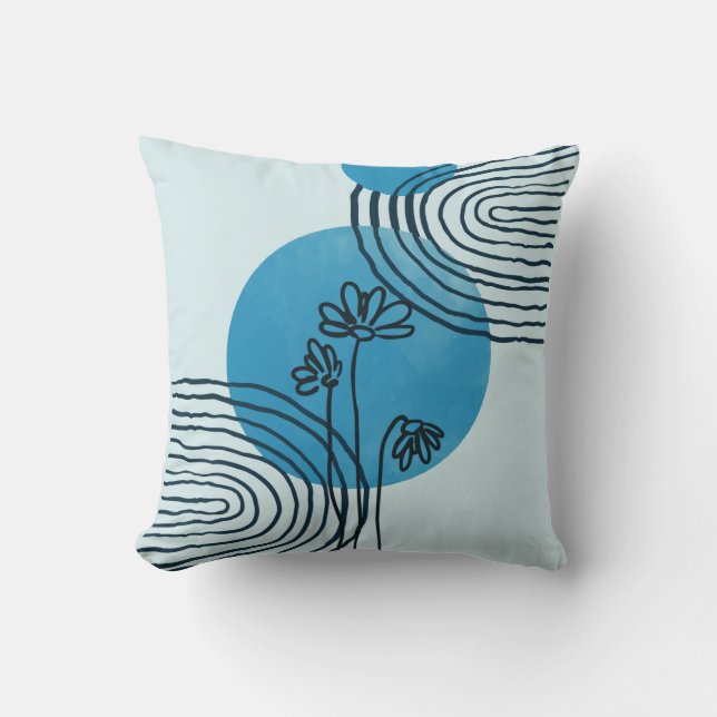 Abstract contemporary midcentury tropical leaf 03 throw pillow (Front)