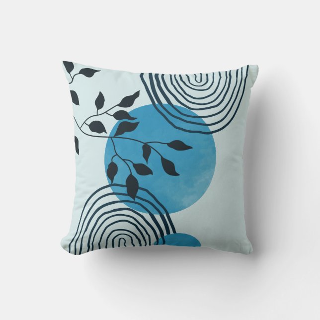 Abstract contemporary midcentury tropical leaf 1/3 throw pillow (Front)