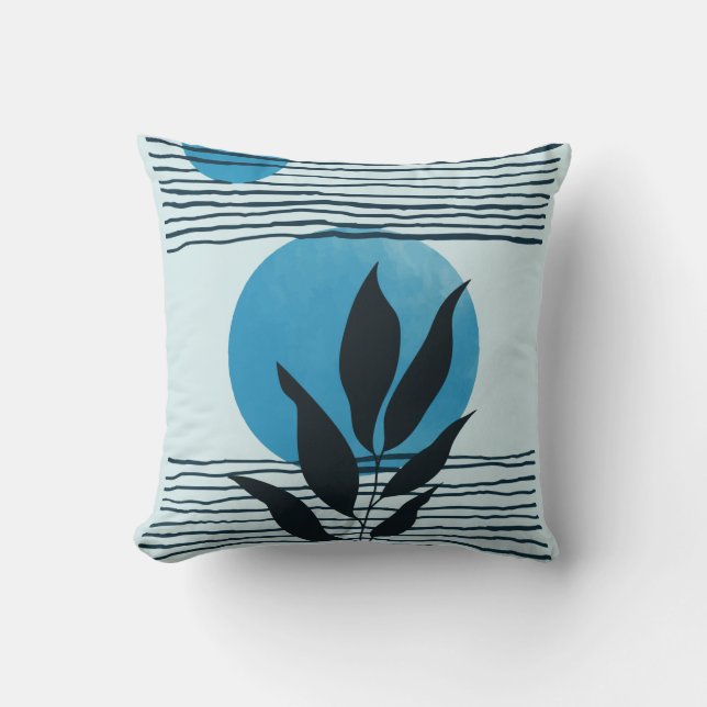 Abstract contemporary midcentury tropical leaf 2/3 throw pillow (Front)