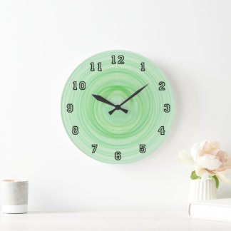 Abstract Contemporary Ombre Green Spirals Large Clock
