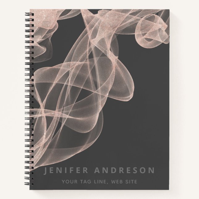 Abstract contemporary rose gold glitter   pocket f notebook (Front)