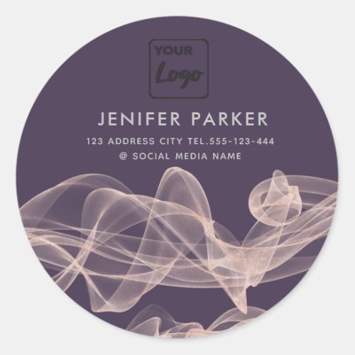 Abstract contemporary rose gold glitter your logo  classic round sticker