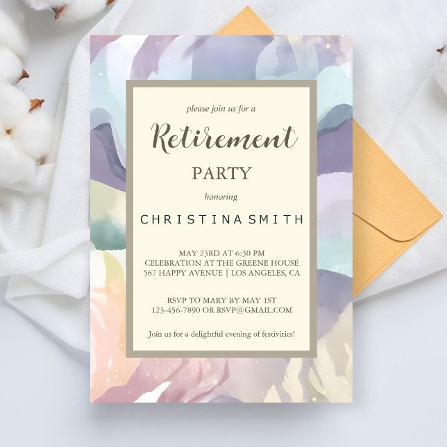 Abstract Contemporary Watercolor Retirement Party Invitation (Abstract Contemporary Watercolor Retirement Party Invitation)