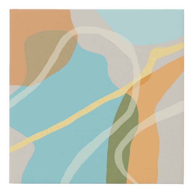 Abstract cool and neutral tone faux canvas print (Front)