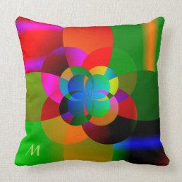 Abstract Cool Cute Fractal Neon Psychedelic Throw Pillow