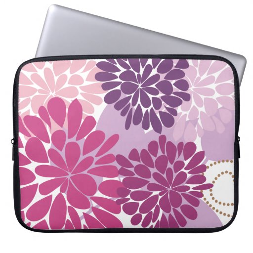 Abstract Cool Cute Girly Retro Floral Laptop Sleeve | Zazzle