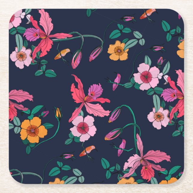 Abstract Cool Flowers Coaster Set (Front)