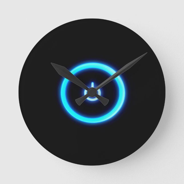 Abstract Cool Onto Blue Power Round Clock (Front)