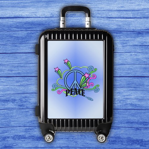 Abstract Cool Peace Sign Pink Stars Fancy Scrolls  Luggage