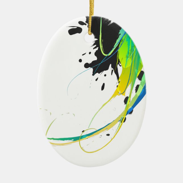 Abstract cool waters Paint Splatters Ceramic Ornament (Front)