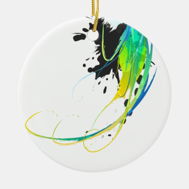 Abstract cool waters Paint Splatters Ceramic Ornament (Front)