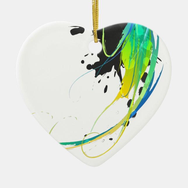 Abstract cool waters Paint Splatters Ceramic Ornament (Front)