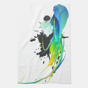 Abstract cool waters Paint Splatters Kitchen Towel