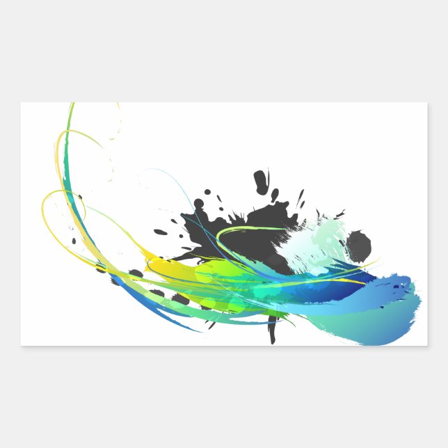 Abstract cool waters Paint Splatters Rectangular Sticker (Front)
