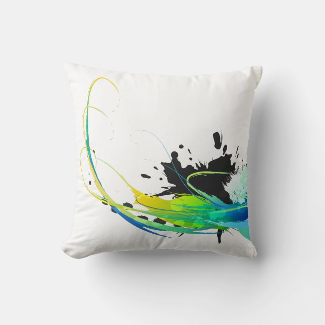 Abstract cool waters Paint Splatters Throw Pillow (Front)