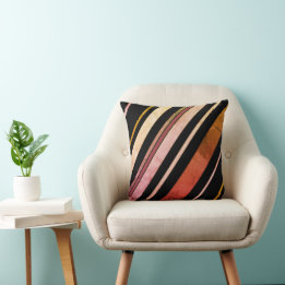 Abstract Copper and Black Striped Modern Throw Pillow