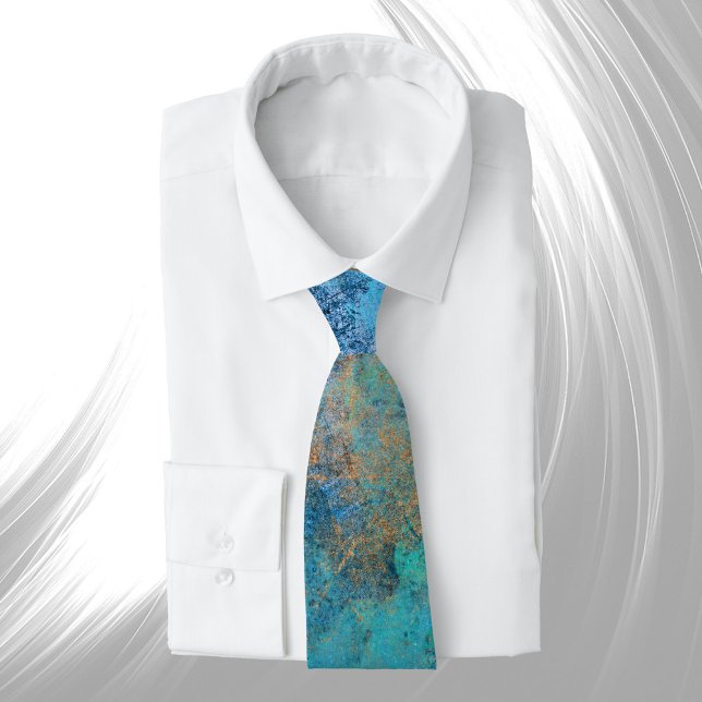 Abstract Copper Aqua Grunge  Neck Tie (Creator Uploaded)