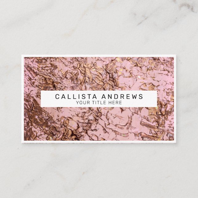 Abstract Copper Blush Pink Acrylic Painting Business Card (Front)