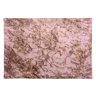 Abstract Copper Blush Pink Acrylic Painting Cloth Placemat