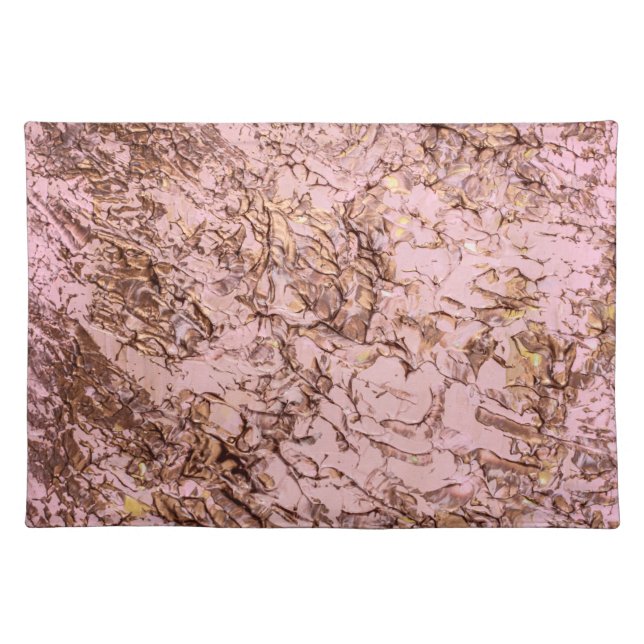 Abstract Copper Blush Pink Acrylic Painting Cloth Placemat (Front)