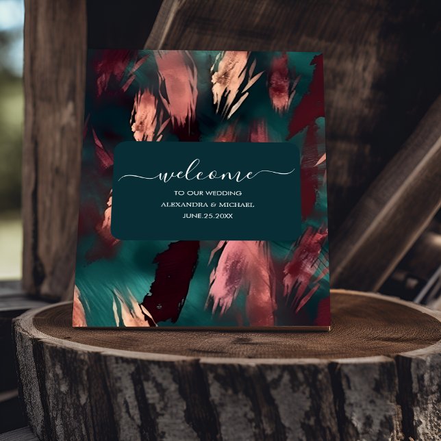 Abstract copper dark green dusty pink wedding foam board (Creator Uploaded)