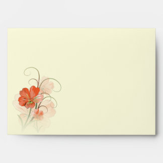 Abstract Coral and Lime Green Floral A7 Envelopes