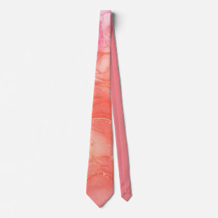 Abstract coral and pink neck tie