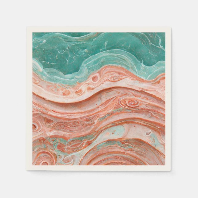Abstract Coral and Teal   Napkins (Front)