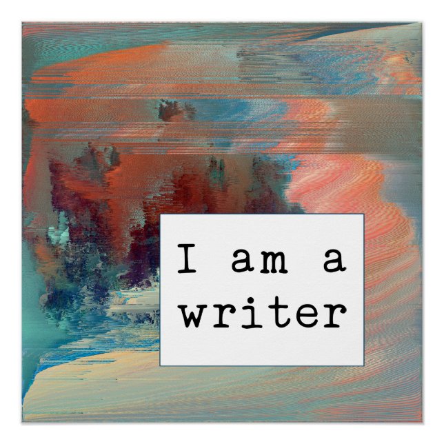 Abstract Coral, Blue and Rust Writer Motivational Poster (Front)