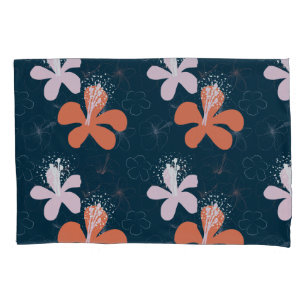 Abstract Coral Blush Hibiscus Pattern Pillow Case