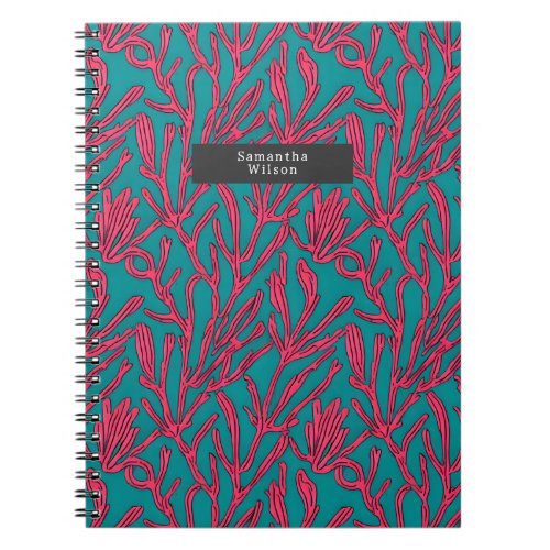 Abstract Coral Bold Pink and Teal Notebook