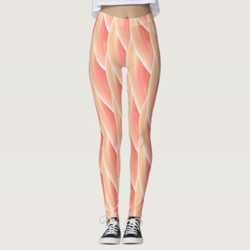 Abstract Coral Curly Wave Pattern Leggings