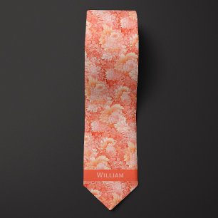 Abstract Coral Floral Neck Tie