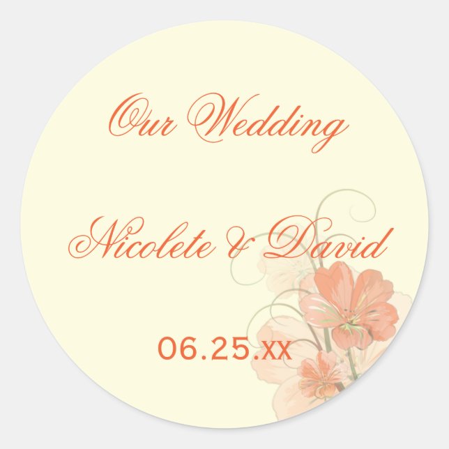 Abstract Coral Lime Floral Envelope Seals (Front)