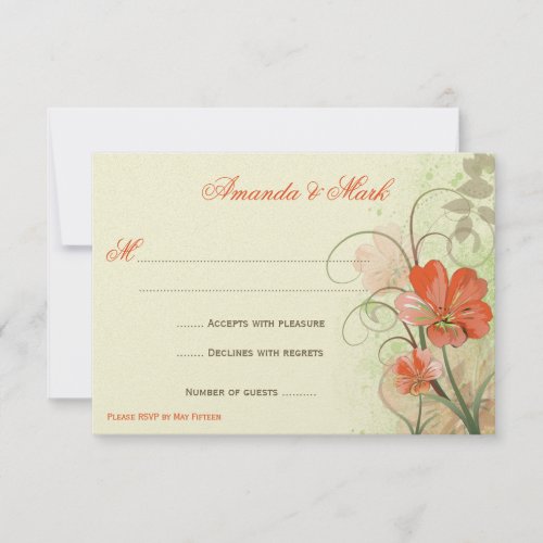 Abstract Coral Lime Flowers Swirls Response Cards