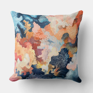 Abstract coral pattern for marine decor🌿 throw pillow
