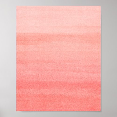 Abstract Coral Pink Ombre Watercolor Art Poster