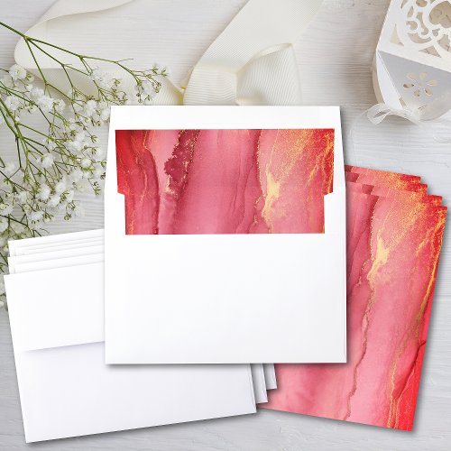 Abstract Coral Pink Wedding Envelope Liner