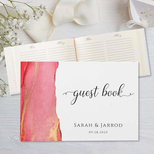 Abstract Coral Pink Wedding Guest Book