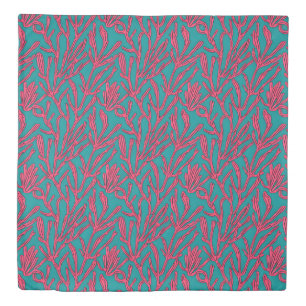 Abstract Coral Reef Bold Pink and Teal Pattern Duvet Cover