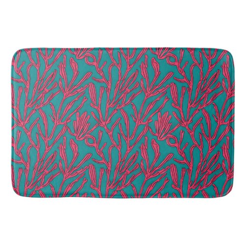 Abstract Coral Reef Pink and Teal Bath Mat