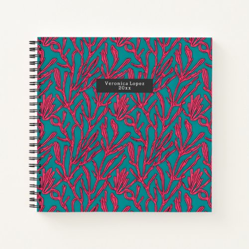 Abstract Coral Reef Pink and Teal Pattern Notebook