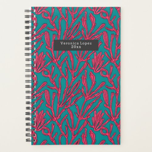 Abstract Coral Reef Pink and Teal Pattern Planner
