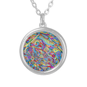 Abstract Coral Sea Silver Plated Necklace