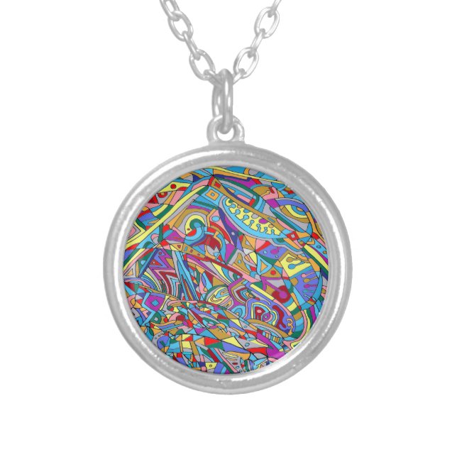 Abstract Coral Sea Silver Plated Necklace (Front)