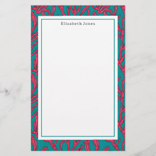 Abstract Coral Tropical Bold Pattern Stationery