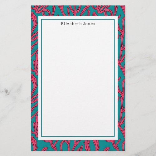 Abstract Coral Tropical Bold Pattern Stationery