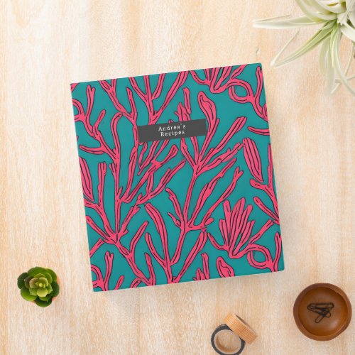 Abstract Coral Tropical Pattern 3 Ring Binder