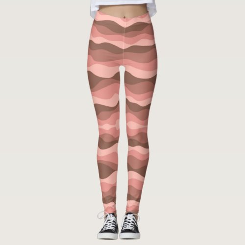 Abstract Coral Waves Leggings