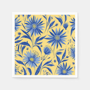Abstract Cornflower Blue Botanical Napkins